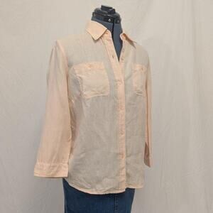 Liz Claiborne Lizwear 100% Linen Button Up Shirt M